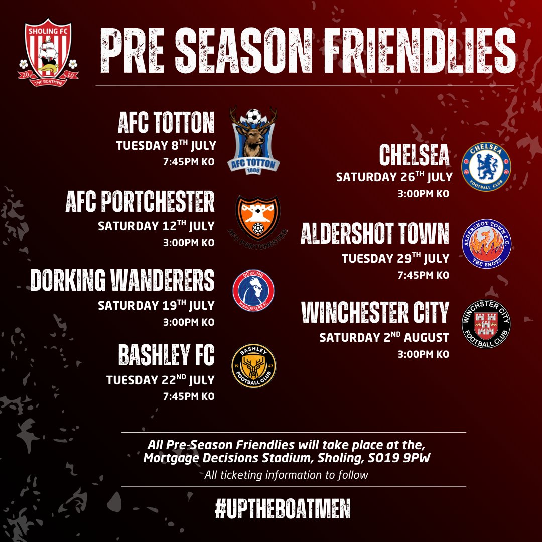 Well, well well.. 👀🔥

What a cracking set of pre-season friendlies for you Sholing fans! What better way to see in our fantastic new 3G pitch than with the following pre-season friendlies to get us warmed up!

No, you don't need to go to specsavers! 👓 ⚽️ 🔥

Which one's going