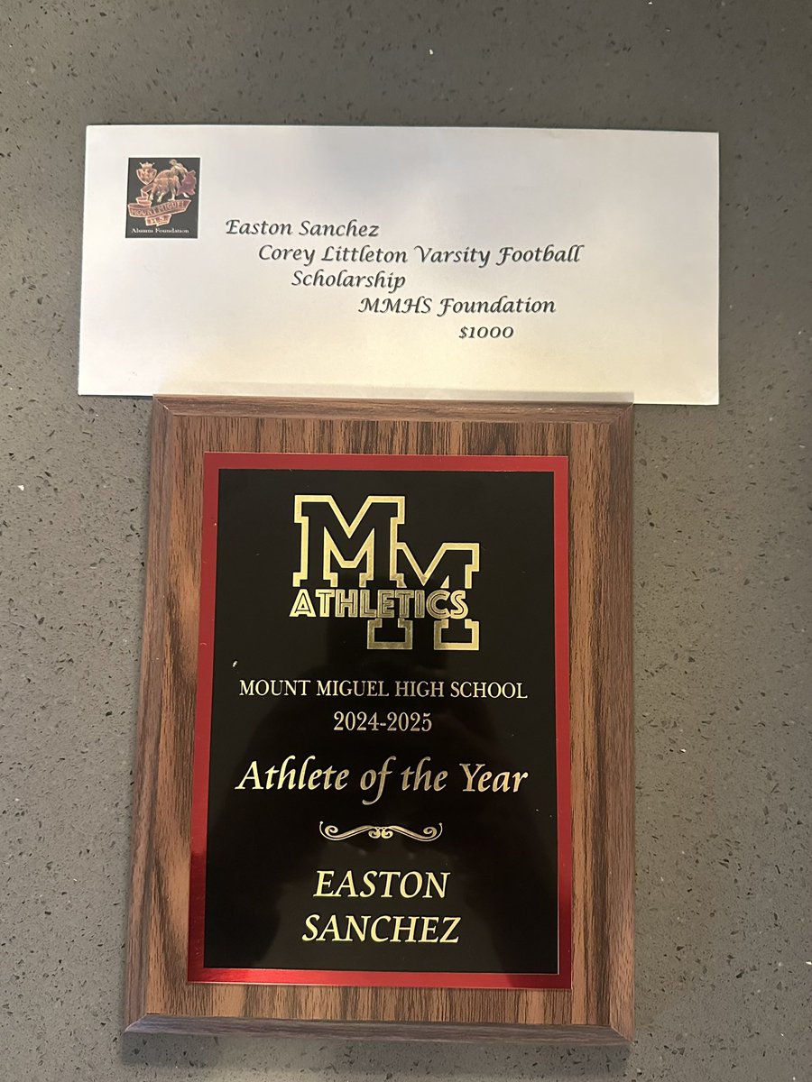 Easton Sanchez (@eastonsanchez10) on Twitter photo Blessed to receive the Mount Miguel Athlete of the year award, as well as the first recipient of the Cory Littleton scholarship. <a href="/MountMiguelFB/">Mount Miguel Football</a> Blessed to receive the Mount Miguel Athlete of the year award, as well as the first recipient of the Cory Littleton scholarship. <a href="/MountMiguelFB/">Mount Miguel Football</a>