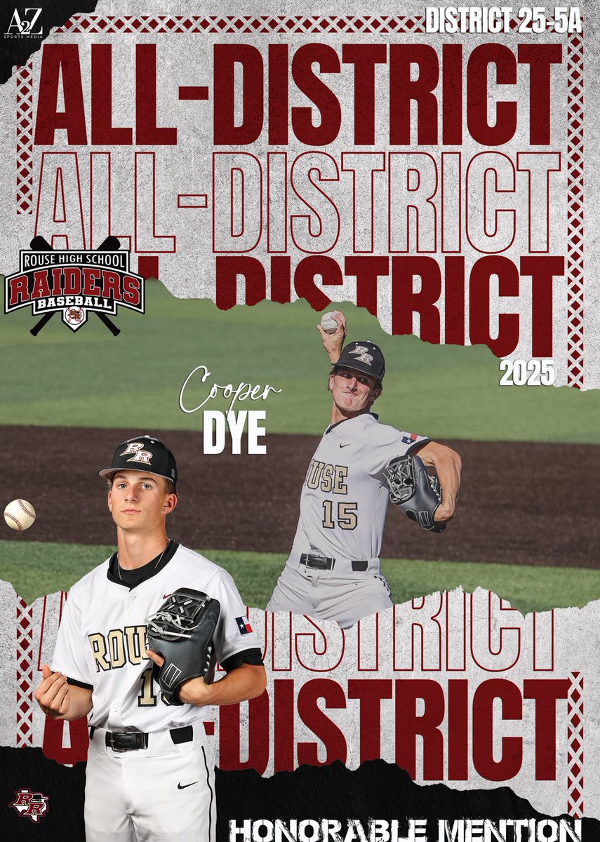 Rouse High School Baseball (@rouse_baseball) on Twitter photo Congratulations to Cooper Dye for being named 25-5A All District - Honorable Mention! <a href="/CooperDye2/">Cooper Dye</a> Congratulations to Cooper Dye for being named 25-5A All District - Honorable Mention! <a href="/CooperDye2/">Cooper Dye</a>