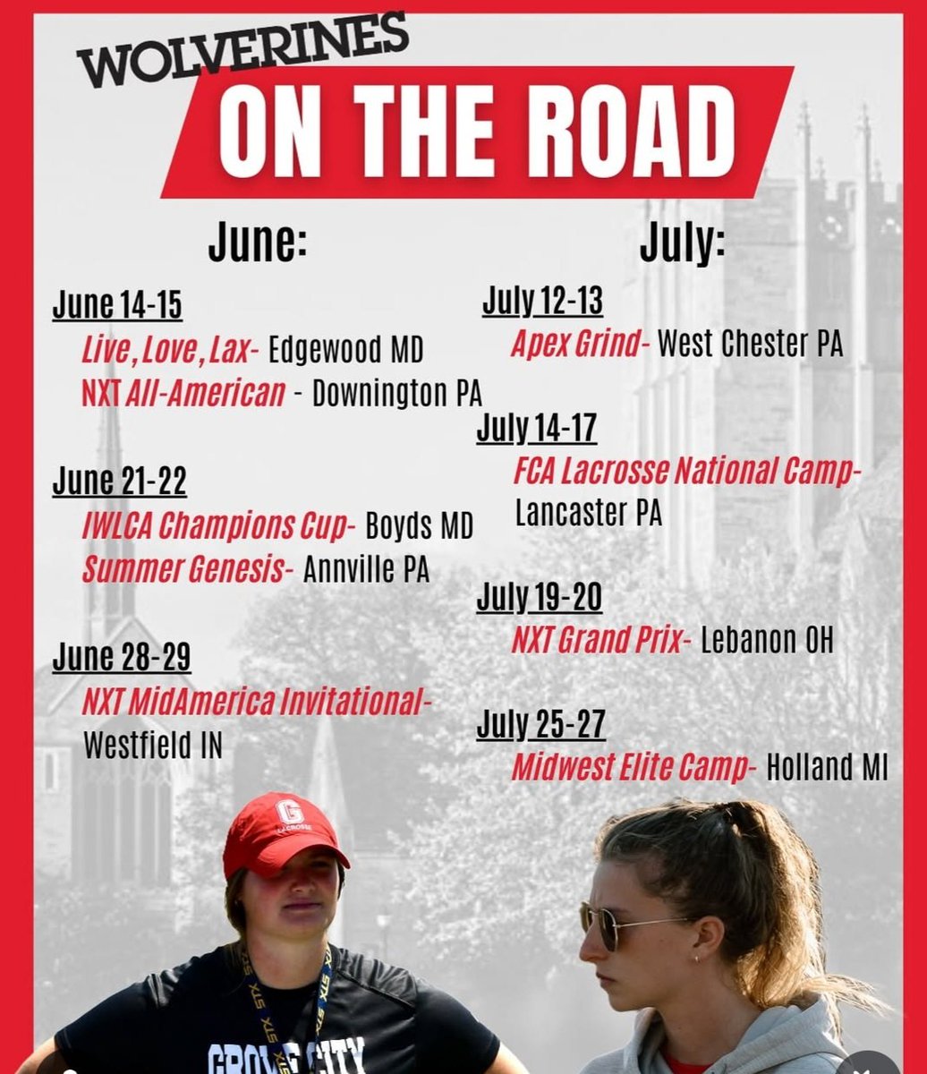 Our women's lacrosse coaches are spending their weekends looking for you this summer! <a href="/GCC_Wolverines/">Grove City College Athletics</a>