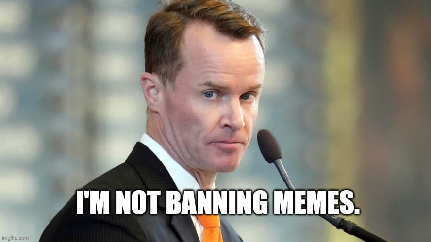 goodthink1984's tweet image. We thought Texas' @DadePhelan was banning memes. Turns out he’s only banning funny deepfakes aimed at politicians. So, you'd best not post an image of Phelan intimately embracing Nancy Pelosi while riding a rhino. @CoveyTX and @reptinderholt are still fair game though, they…