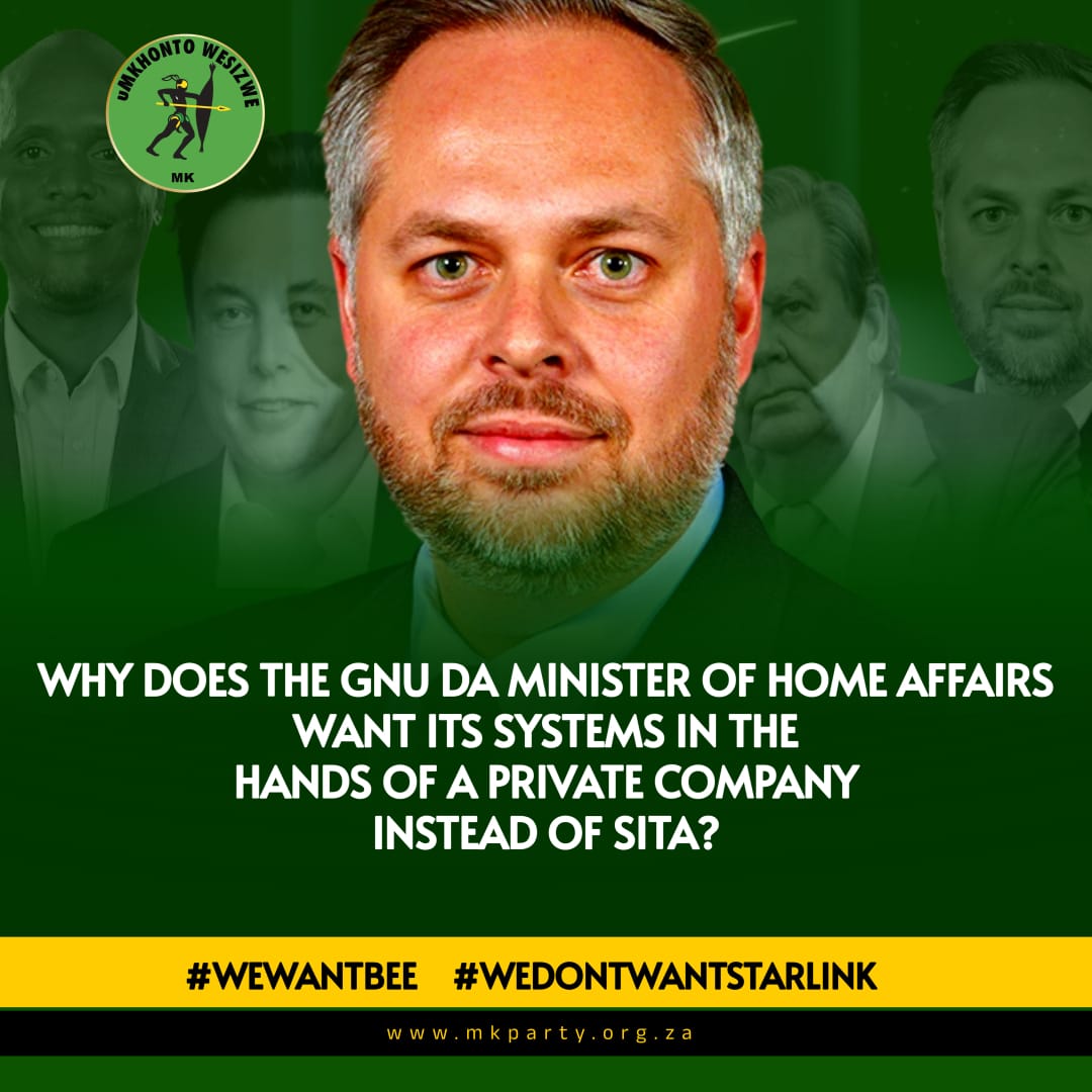 Why does the GNU DA Minister of Home Affairs want its systems in the hands of a private company instead of SITA?