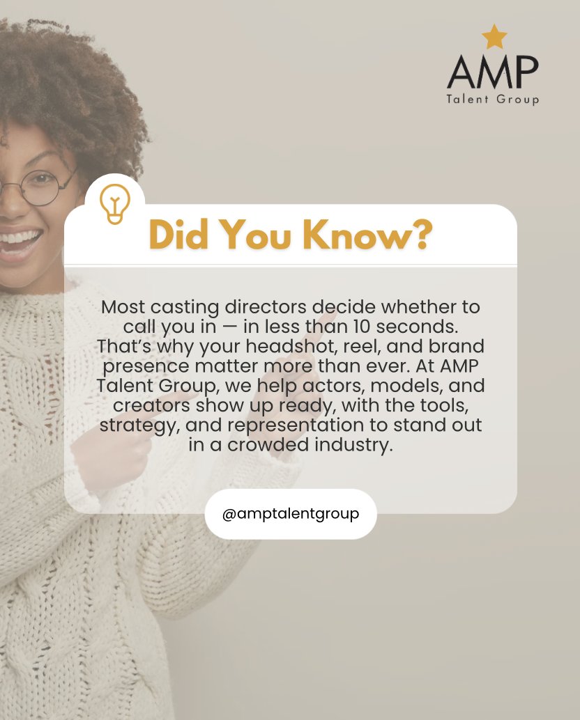 amptalentgroup's tweet image. ✨ First impressions aren’t just important — they’re everything.
.
.
.
.
#DidYouKnow #AMPTalent #CastingTips #TalentRepresentation #StandOut #CreativeCareers