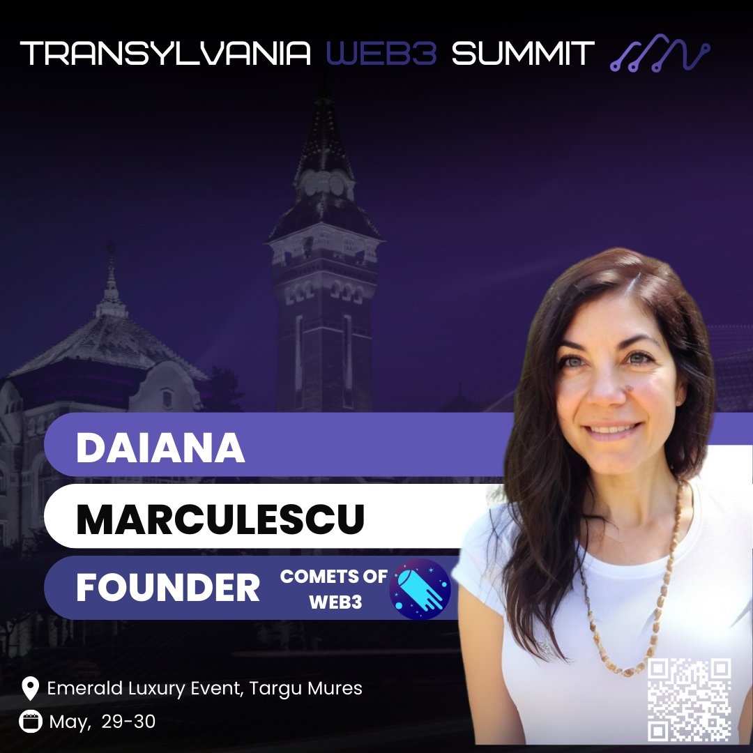 TransylvaniaW3S's tweet image. 🚀 Excited to welcome Daiana Marculescu (@daianam007), founder of Comets Web3 ( @cometsofweb3_ ) , to #TransylvaniaWeb3Summit 2025!
A driving force behind empowering women in Web3 and shaping the decentralized future.
Welcome aboard! 🌐✨ #Web3 #WomenInTech #TransylvaniaSummit