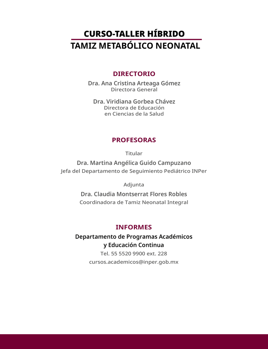 INPer_mx's tweet photo. CURSO-TALLER HÍBRIDO
#TAMIZ METABÓLICO NEONATAL
19 de junio de 2025
DIRIGIDO A
Profesionales y estudiantes de Enfermería, Especialistas y estudiantes de Medicina, Pediatría #Neonatología y personal de salud interesado
EVENTO SIN COSTO
SEDE Auditorio Dr. Samuel Karchmer K. https://t.co/DwEw6mPeNr
