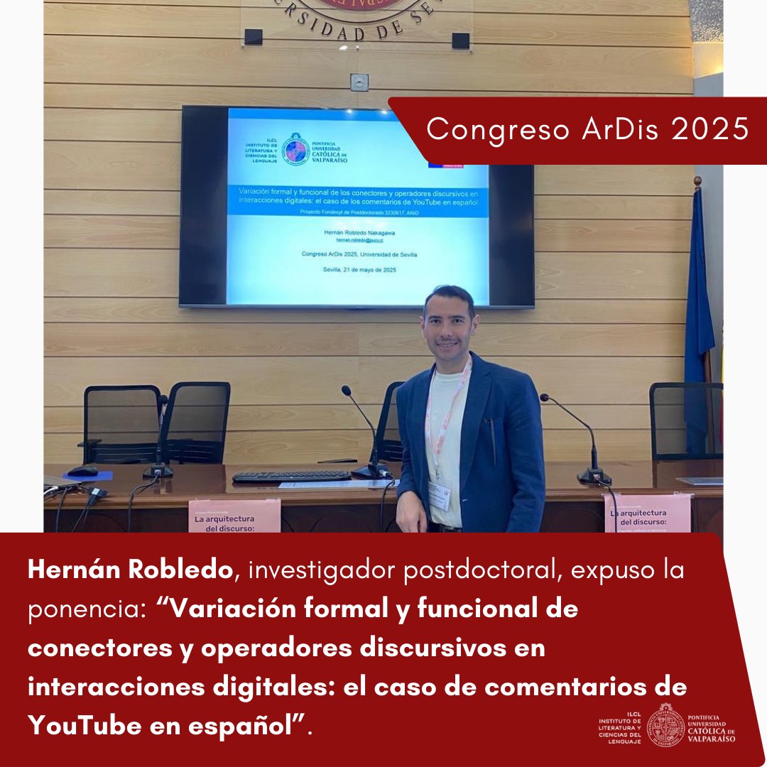 DocLingPUCV's tweet image. ⭕️Hernán Robledo presentó resultados parciales de la investigación q desarrolla en el marco de su proyecto Fondecyt de Postdoctorado N°3230617, patrocinado por la #PUCV y la profesora Irene Renau.