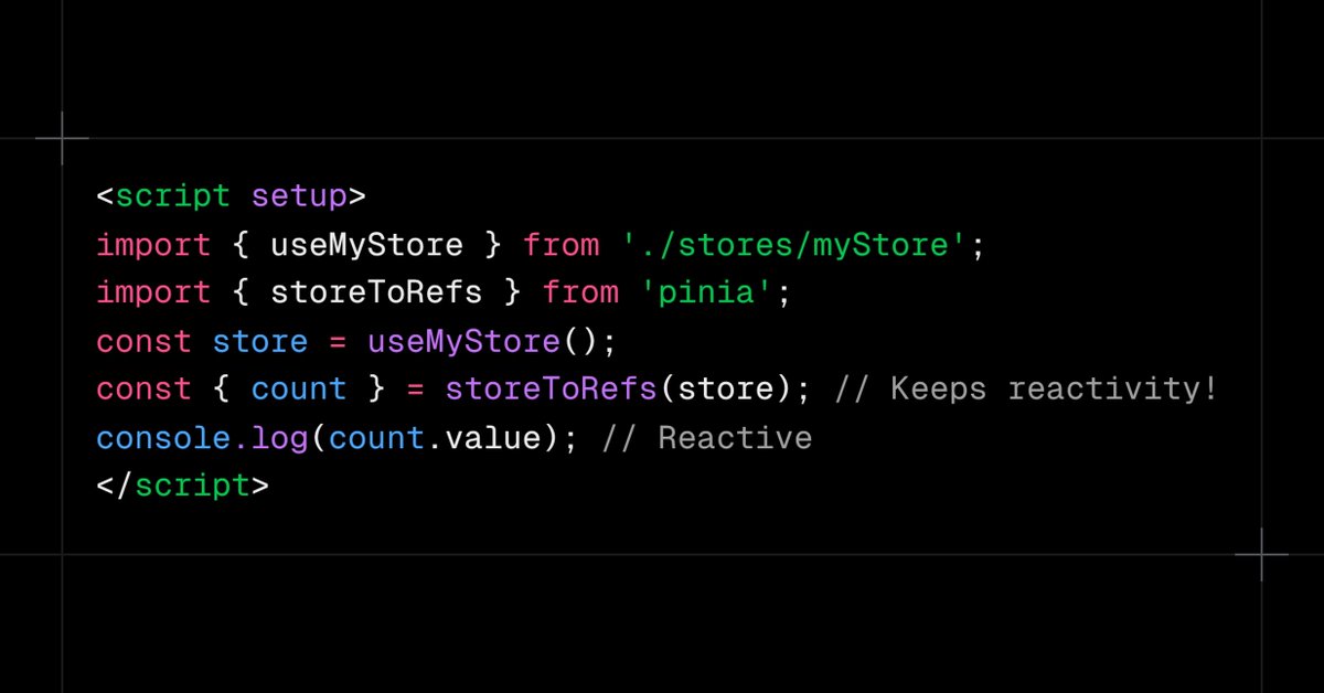 Avoid this Pinia mistake! 

❌ Destructuring loses reactivity! (1st image)
✔️ Use 'storeToRefs' for reactive state! (2nd image)