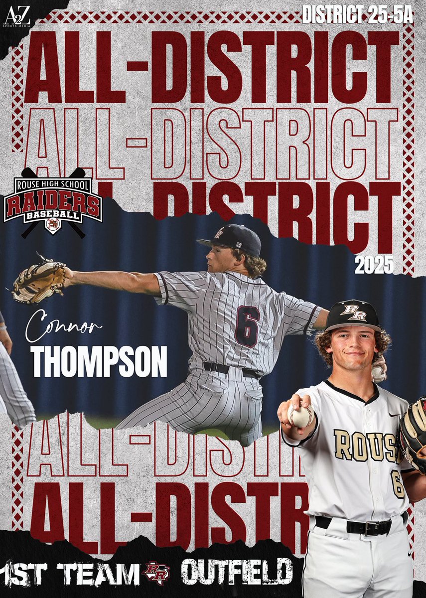 Rouse High School Baseball (@rouse_baseball) on Twitter photo Congratulations to Connor Thompson for being named 25-5A 1st Team All District-Outfield! <a href="/CThompson2025/">Connor Thompson</a> Congratulations to Connor Thompson for being named 25-5A 1st Team All District-Outfield! <a href="/CThompson2025/">Connor Thompson</a>