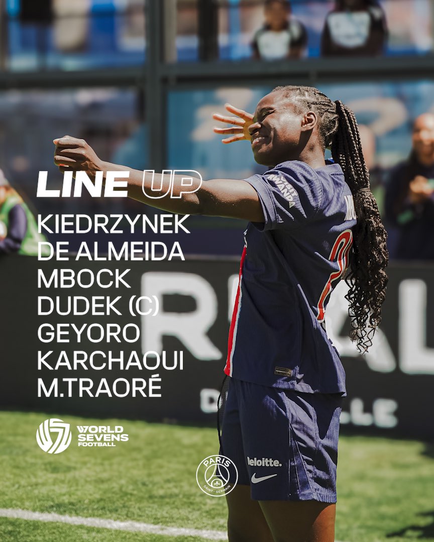PSG Féminines (@psg_feminines) on Twitter photo Voici l’équipe qui sera alignée pour débuter ce match pour la 3ème place du <a href="/worldsevens_/">World Sevens Football</a> ! ❤️💙 Voici l’équipe qui sera alignée pour débuter ce match pour la 3ème place du <a href="/worldsevens_/">World Sevens Football</a> ! ❤️💙