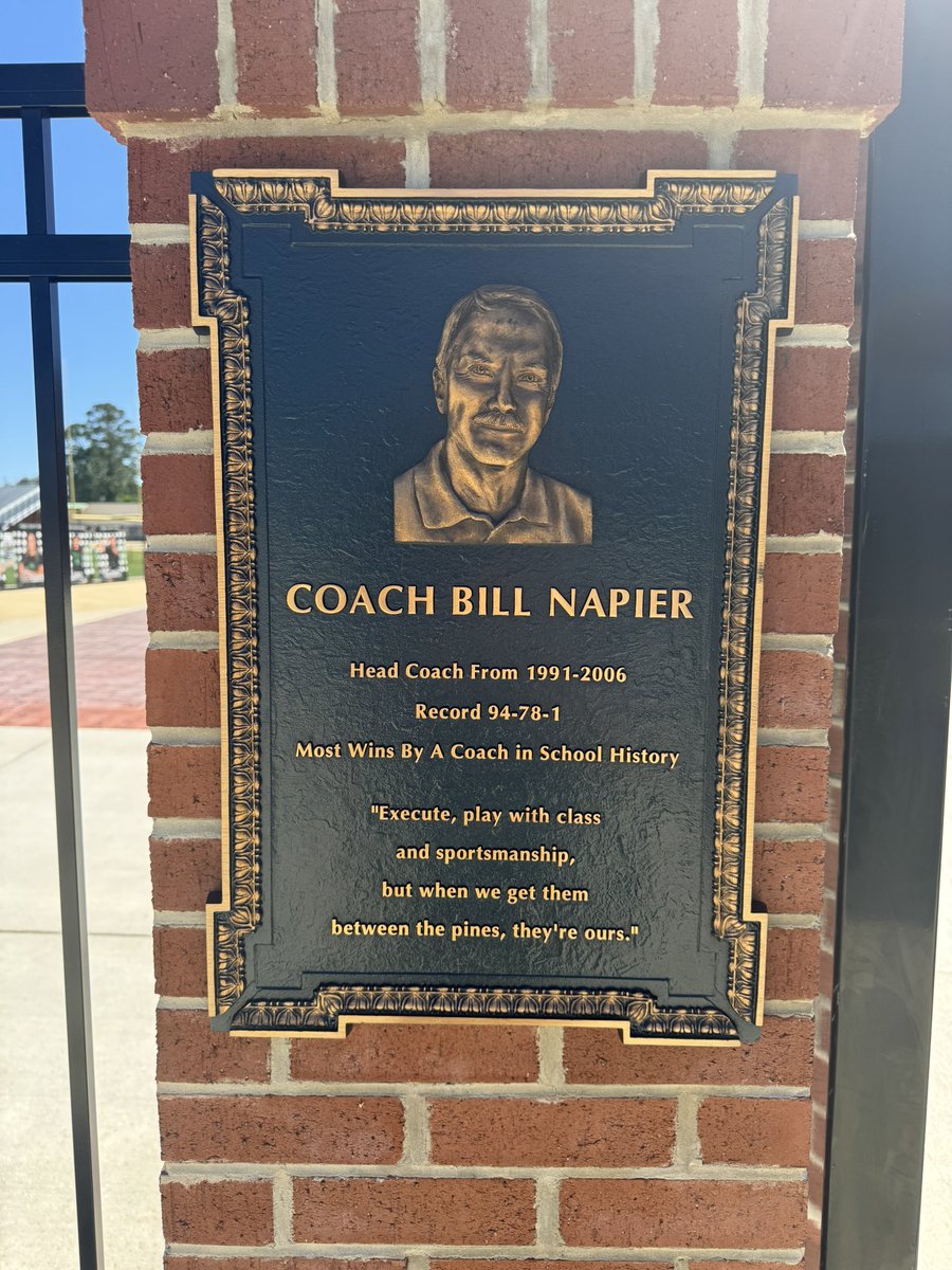 Murray County has placed this plaque at the new entrance to the stadium in honor of our father Bill Napier.