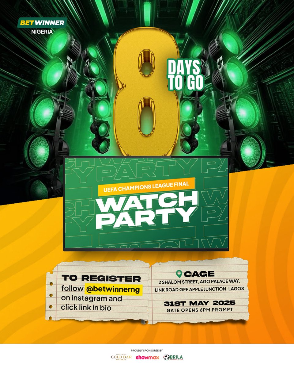 The Countdown to the biggest UCL watch party continues! Food, drinks, games, and Champions League football action🔥

Click the link in our bio to reserve a spot 💚💛