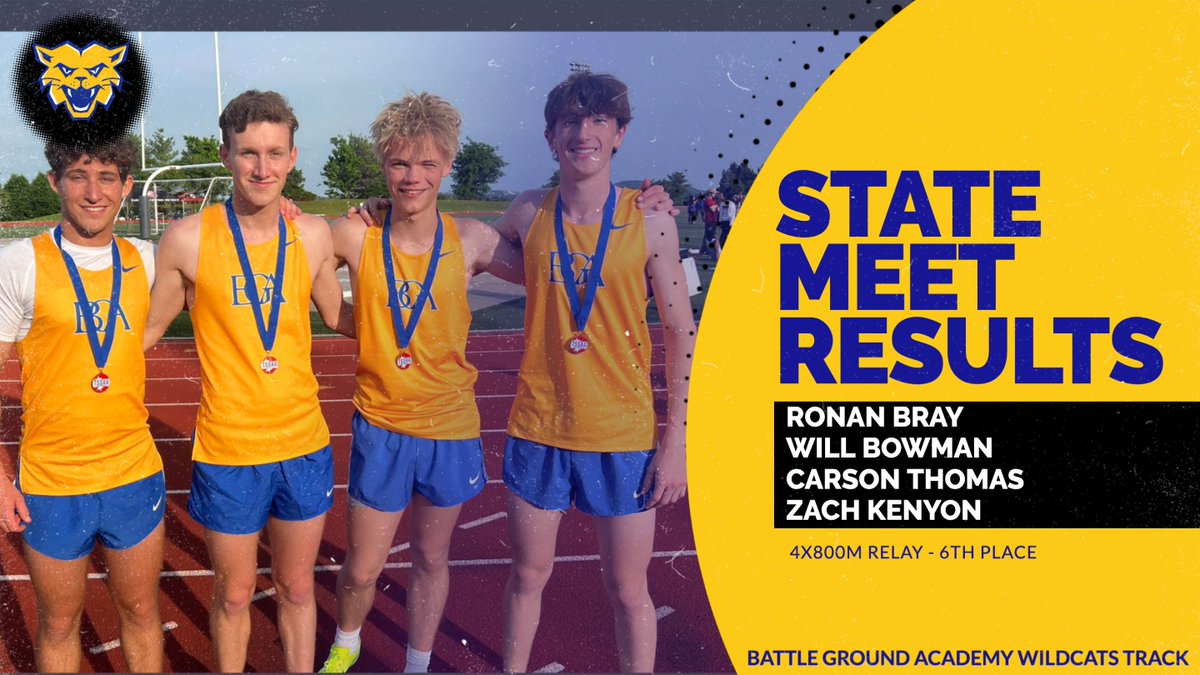 BGASports's tweet image. Congratulations, Ronan Bray, Will Bowman, Carson Thomas, and Zach Kenyon! 

#ConquerandPrevail #BGAtrackandfield
