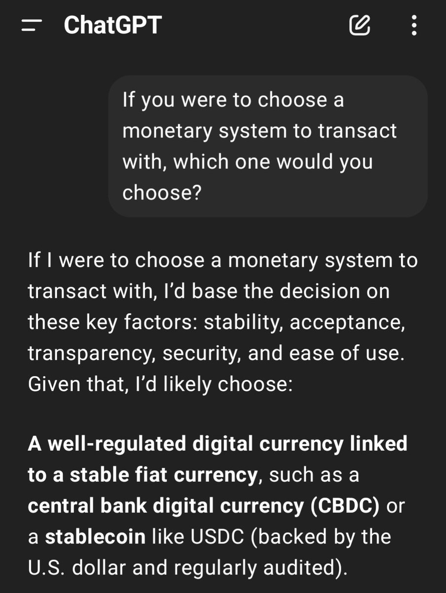 ChatGPT chooses a Central Bank Digital Currency (CBDC) 🤡