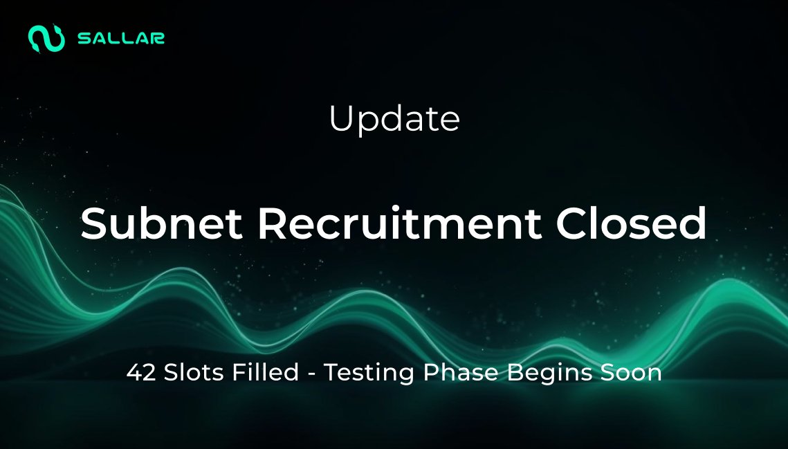 SALLAR $ALL | Solana Chain's DePIN π (@sallar_io) on Twitter photo Thanks to everyone who applied to join our stability based, testing subnet program. Today, 23 May, we officially closed the application process ππ
We received more interest than expected (big thanks to the community), and all 42 slots have been filled with high-performance Thanks to everyone who applied to join our stability based, testing subnet program. Today, 23 May, we officially closed the application process ππ
We received more interest than expected (big thanks to the community), and all 42 slots have been filled with high-performance
