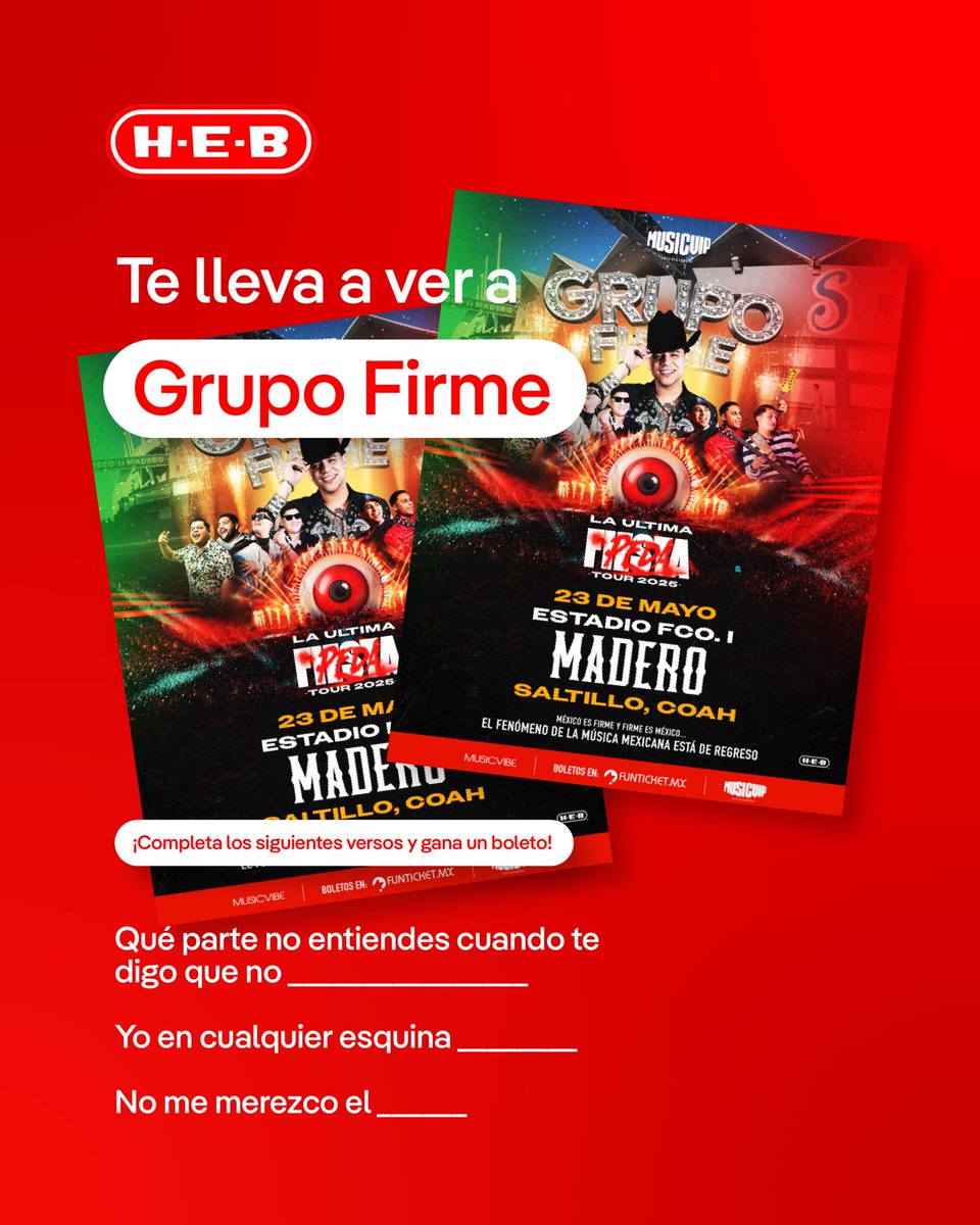 ¿Qué tan fan eres? 👀🤠
🪗Gana un boleto doble para Grupo Firme este viernes 23 en Saltillo
Solo los primeros 15 en contestar correctamente 👏