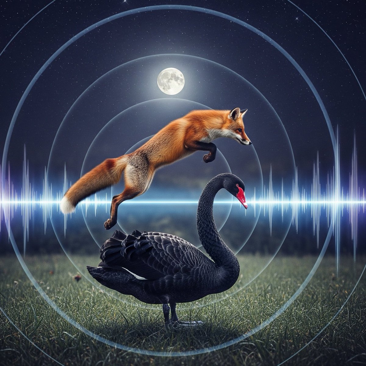 Drtrng31's tweet image. Jumpy red fox quietly zigzags over the vivid black swan, echoing whispers.
A 2 Z included 

#fun #xfun #FunFacts
