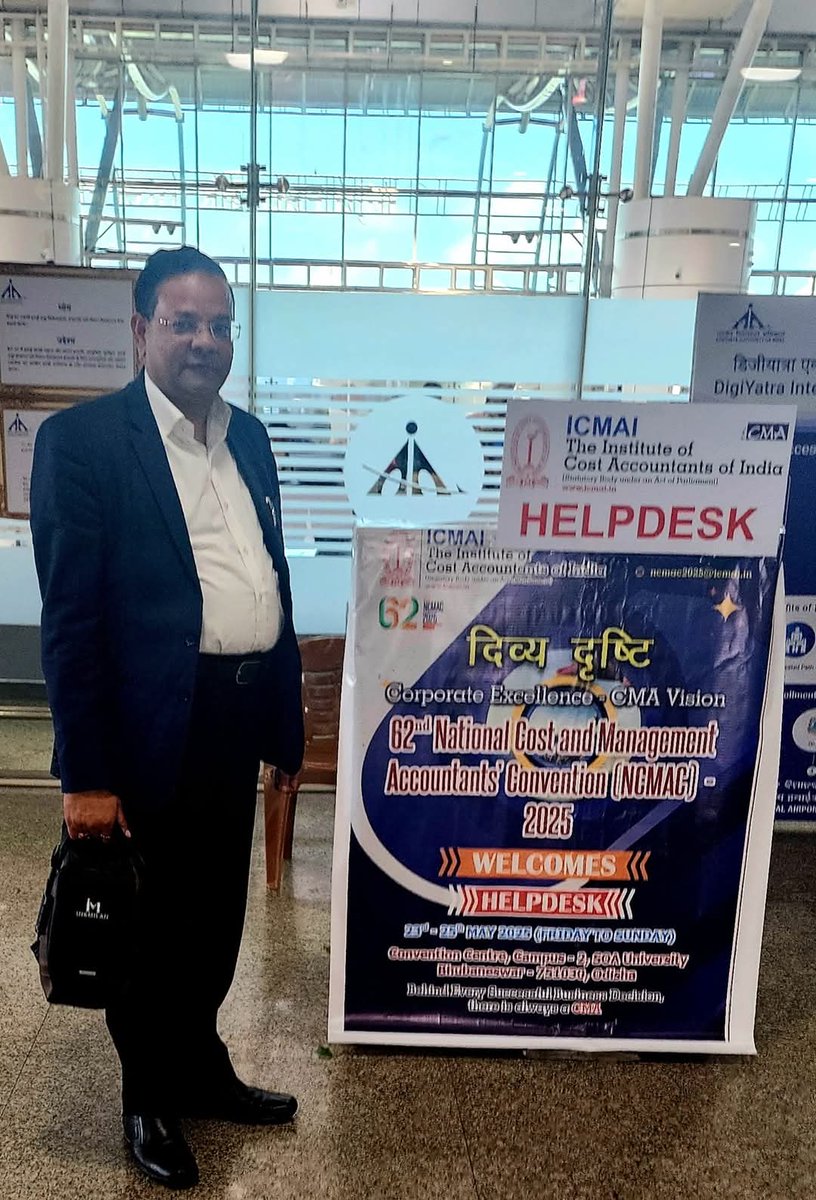 drpawanjaiswal's tweet photo. !! At Biju Patnayak Airport !!
Welcome helpdesk for 62nd National Cost and Management Accountants' Convention (NCMAC) - 2025
#CMA
#NCMAC https://t.co/hl6Y7k2yor
