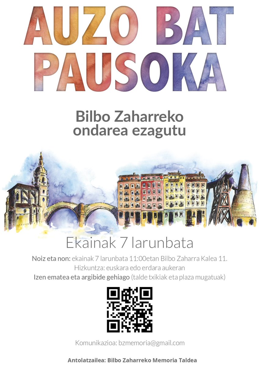 MBilbozaharra's tweet photo. 🗓 Bisita gidatua Bilbo Zaharreko auzotik
📍 2025eko ekainaren 7a, larunbata – 11:00etan (iraupena: 2 ordu)
📌 Elkargunea: Bilbo Zaharra kalea 11 (Plaza de Bilbo Zaharra)
👉 Izen-ematea (derrigorrezkoa eta doakoa): https://t.co/R6elgAFLyH https://t.co/5ElzxmePvZ