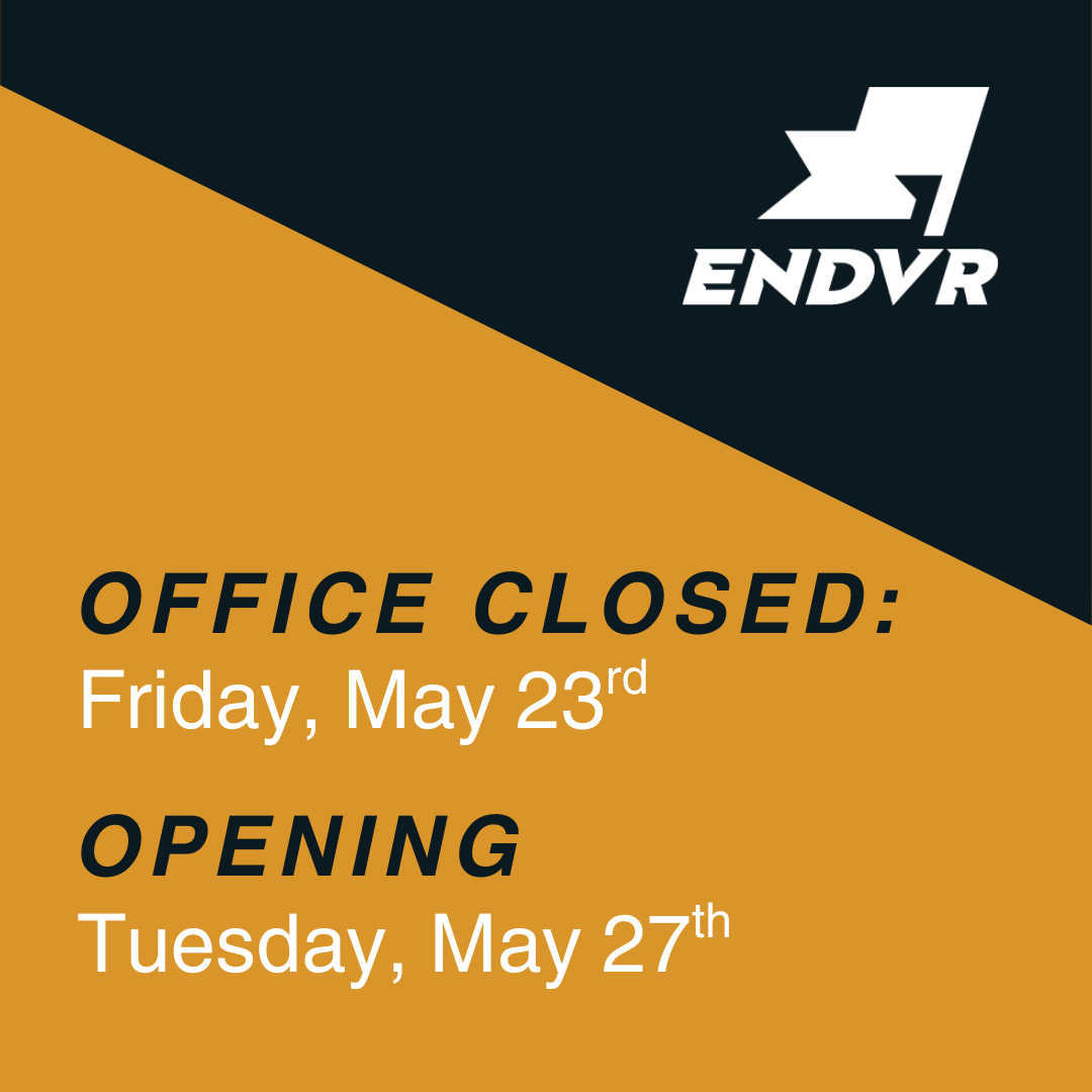 ENDVRCPA's tweet photo. The ENDVR Office will be closed for the rest of the day! We will reopen again Tuesday, May 27th.

Have a great Memorial Weekend! 🎉 https://t.co/ieayiwwLVU