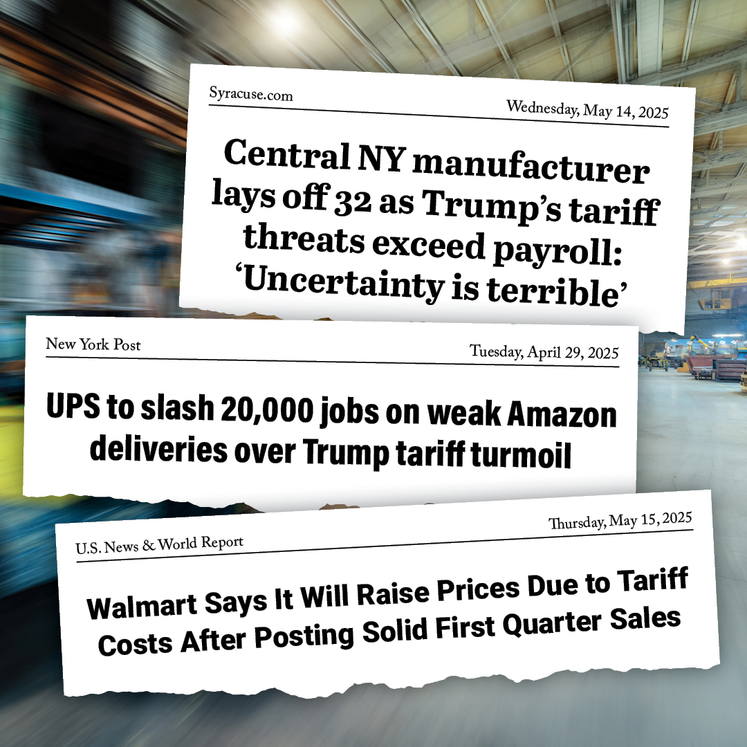 All across New York, the Trump Administration’s reckless tariffs are destroying jobs and damaging our economy.