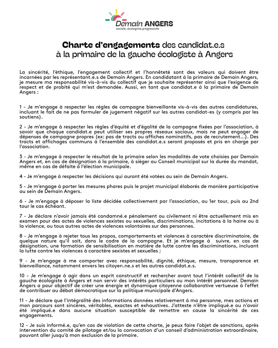 Demain Angers (@demainangers) on Twitter photo 🎯 Ouverture des candidatures à la primaire de la gauche à Angers !
Tu veux porter une voix écologiste, sociale et démocratique pour 2026 ?
🗓️ Candidatures du 26 au 31 mai
📩 2026angers@gmail.com
#Angers #municipales2026 #DemainAngers #gauche #ville 🎯 Ouverture des candidatures à la primaire de la gauche à Angers !
Tu veux porter une voix écologiste, sociale et démocratique pour 2026 ?
🗓️ Candidatures du 26 au 31 mai
📩 2026angers@gmail.com
#Angers #municipales2026 #DemainAngers #gauche #ville