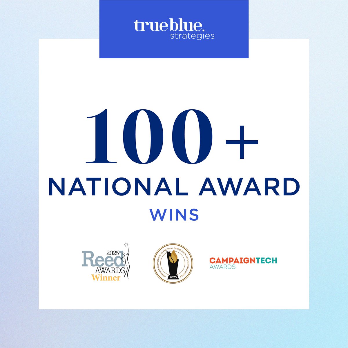 TrueBlueDigital's tweet image. We just scooped up 3 new @TheAAPC  “Pollie Awards” for our print and digital work—bringing us to 100+ national wins and counting. Hell of a year. Hell of a milestone. Hella grateful for the badass partners who made it happen. 🏆🥂 #Pollies