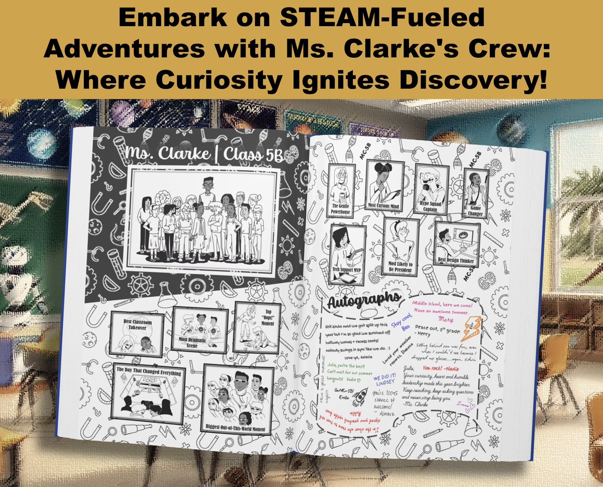 📸 As this school year winds down, #MsClarkesClass is striking a pose for their yearbook debut with high hopes and even higher energy. Behind every grin and signed message is a secret, a story and a whole lot of STEAM-fueled curiosity. 📚#STEAMStories #EndOfYearReads