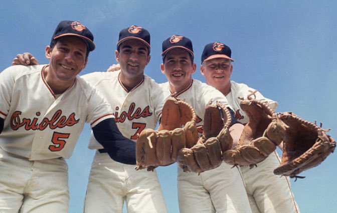 HarryHaris48861's tweet photo. Baltimore Orioles infielders Brooks Robinson, Mark Belanger, Dave Johnson and Boog Powell. #BaltimoreOrioles #Baltimore #Orioles #Birdland #BrooksRobinson #MarkBelanger #DaveJohnson #BoogPowell #baseball ⚾️ https://t.co/3K3WrvWi8t