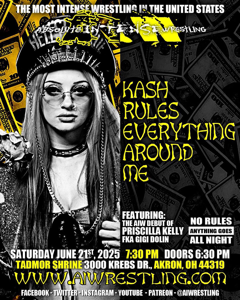 Absolute Intense Wrestling (@aiwrestling) on Twitter photo Attention Akron!
<a href="/HellsFavoritePK/">Priscilla Kelly</a> comes to AIW on June 21st!
🎟️: eventbrite.com/e/absolute-int… Attention Akron!
<a href="/HellsFavoritePK/">Priscilla Kelly</a> comes to AIW on June 21st!
🎟️: eventbrite.com/e/absolute-int…