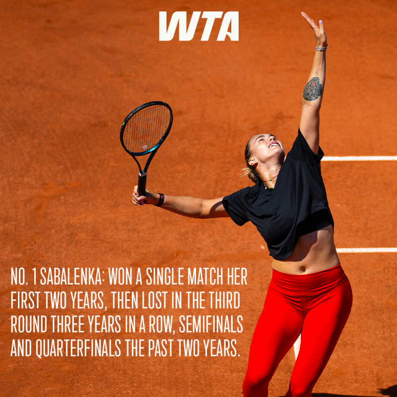 WTA's tweet photo. Big Five: Their history in Paris in one sentence 🧱

#RolandGarros
