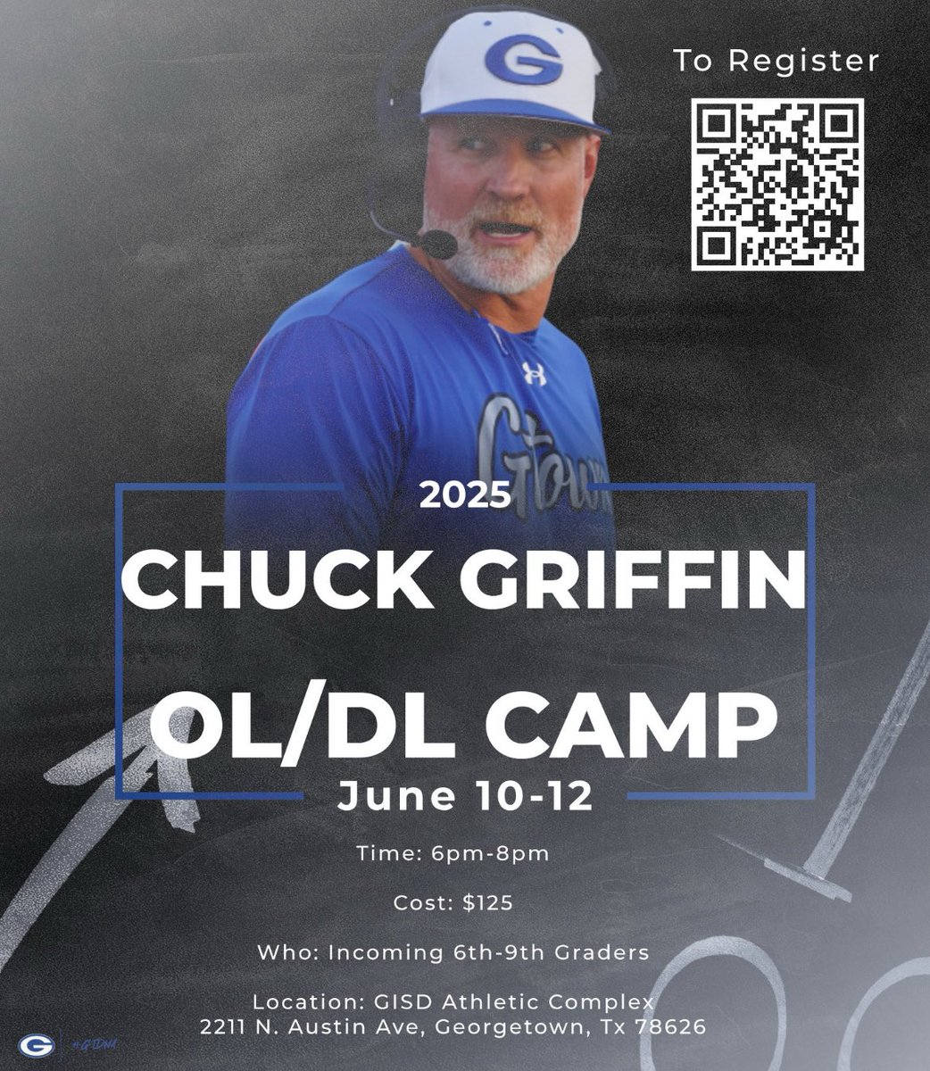 Chuck Griffin (@coachgriffghs) on Twitter photo There is a few days left to sign up for summer camps. Checkout the links. <a href="/GTEagleFootball/">Georgetown Football</a> <a href="/GeorgetownISD/">Georgetown ISD</a> There is a few days left to sign up for summer camps. Checkout the links. <a href="/GTEagleFootball/">Georgetown Football</a> <a href="/GeorgetownISD/">Georgetown ISD</a>
