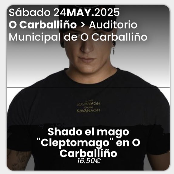 paula_cry's tweet photo. Vendo entrada para ver al mago Shado en O Carballiño, Ourense mañana sábado 24 de mayo a las 18:30! 🎫
#Ourense #ocarballiño #shado #entrada https://t.co/NSyAeQrCZ4