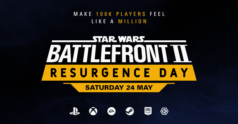 KyberServers's tweet photo. This is it.
One day. Every platform. Everyone back on Battlefront II.
We’re not waiting for the future—we’re playing for it.
Resurgence Day is coming.
Let’s make history.

#MakeBattlefront3