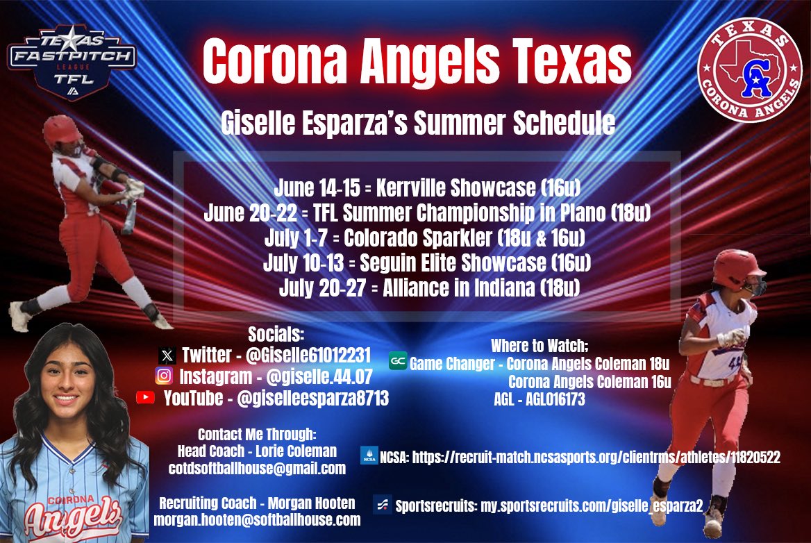 2025 Summer Schedule 
<a href="/BiolaSoftball/">Biola Softball</a> <a href="/s3baseball_/">Orlando Salinas</a> <a href="/coachkoons/">Jo Koons</a> <a href="/LoriLwilson23/">Lori Wilson🖤☠️💛</a> <a href="/ExtraInningSB/">EXTRA INNING SOFTBALL</a> <a href="/coachjohn7/">John Nelson</a> <a href="/TopPreps/">TOP PREPS - Free Sports News, Videos & Information</a> <a href="/LL7NV/">College Recruiter</a> <a href="/Scout_ScottC/">College Scout</a> <a href="/Lytlehssoftball/">LYTLE HS SOFTBALL</a> <a href="/LoneStarPrepsTX/">TX Prep Varsity</a>
