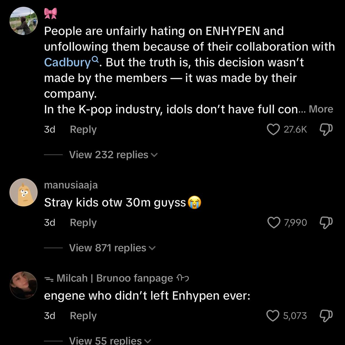 ensbian's tweet photo. i need to start doing drugs before i open enhypen's tiktok comment section https://t.co/Kj9cKdVjm0