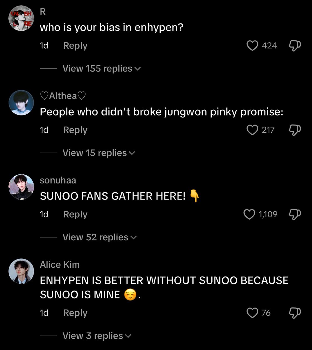 ensbian's tweet photo. i need to start doing drugs before i open enhypen's tiktok comment section https://t.co/Kj9cKdVjm0