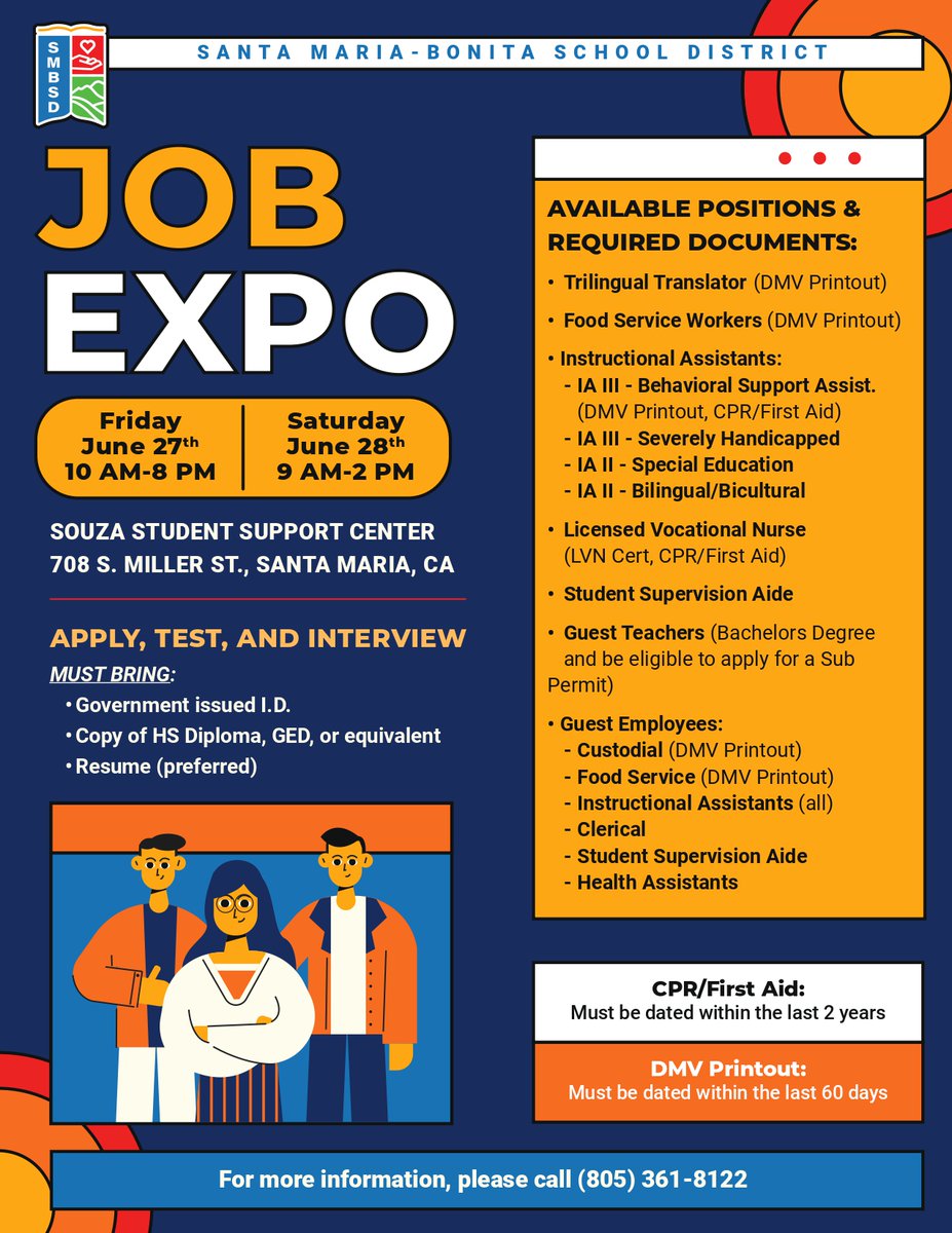 SMBSD Holding Job Expo on Friday, June 27th &amp; Saturday, June 28th at the District Office