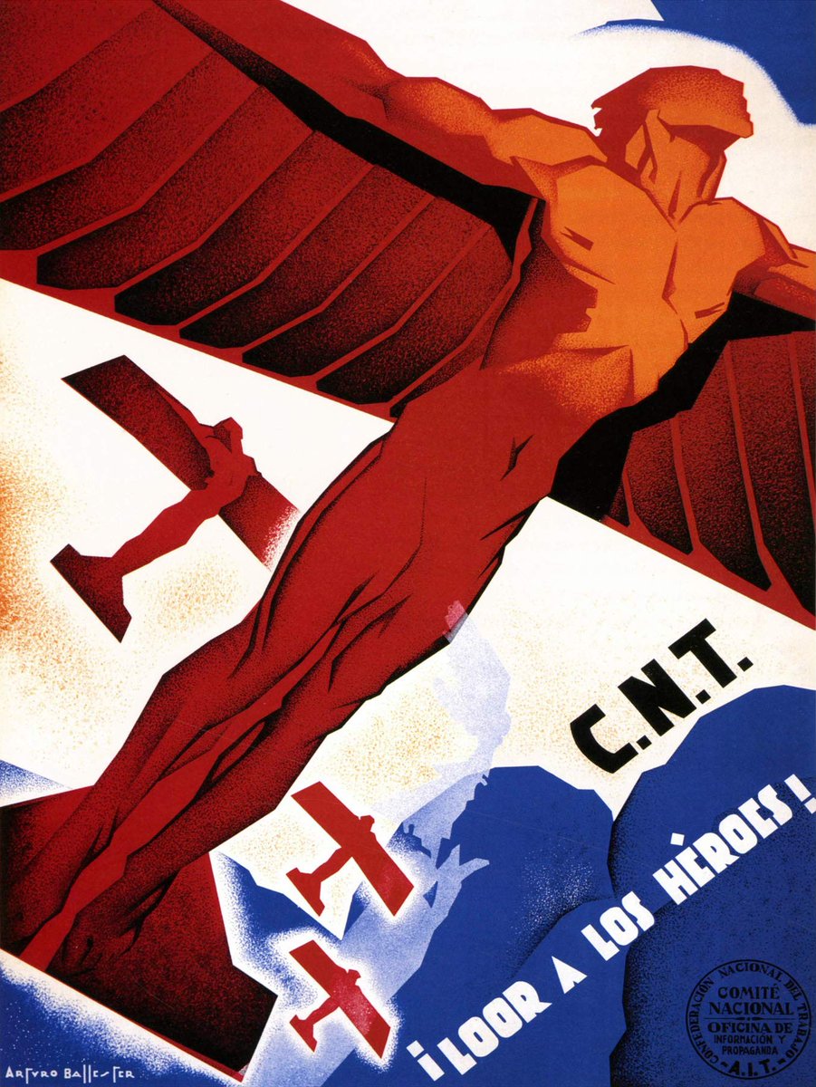 A century ago, CNT-FAI enlisted the help of classically trained artists to create some of the most striking propaganda posters of the civil war, many of which were never archived. Nowadays they're posting AI generated slop for a few likes on twitter. How pathetic.