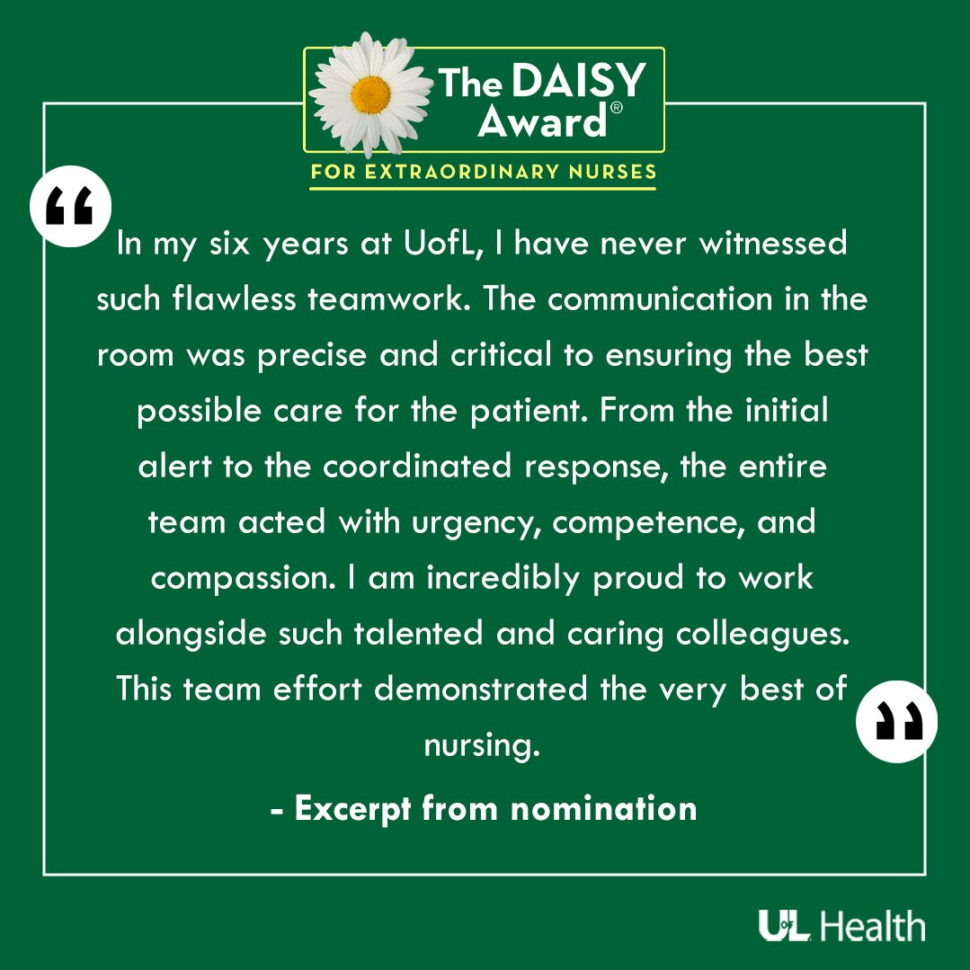 UofL Health (@uoflhealth) on Twitter photo Join us in celebrating the achievement of the Team <a href="/DAISY4Nurses/">DAISY Foundation</a> award recipients from 8 East: Derek Milby, Jennifer Tidwell, Musa Balajo, N'Shoba Pawley, Mahalia Moss and Taylor L’Heureux. 🌼
The 8 East team was nominated specifically for their teamwork, professionalism and Join us in celebrating the achievement of the Team <a href="/DAISY4Nurses/">DAISY Foundation</a> award recipients from 8 East: Derek Milby, Jennifer Tidwell, Musa Balajo, N'Shoba Pawley, Mahalia Moss and Taylor L’Heureux. 🌼
The 8 East team was nominated specifically for their teamwork, professionalism and