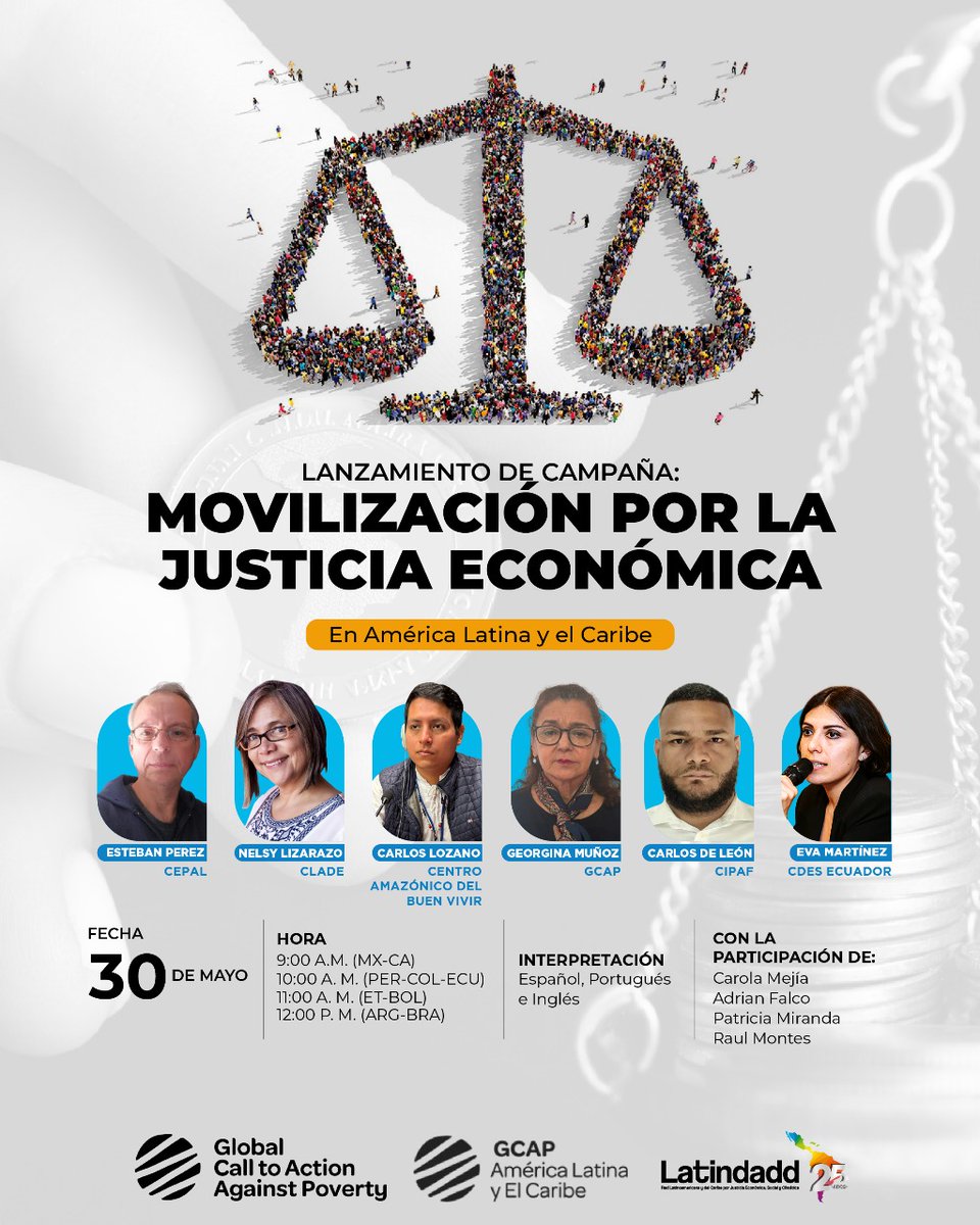 💬 ¿Cómo presionar por una economía más justa desde América Latina en un 2025 lleno de negociaciones clave?

🗓 Viernes 30 de mayo
🕒 9:00 (CA-MX) - 10 a.m. (PER) - 11a.m. (ET-BOL) - 12 p.m. (ARG-BRA) 
🔗 Inscríbete aquí: bit.ly/4jjBeqe
 
#JusticiaEconómica