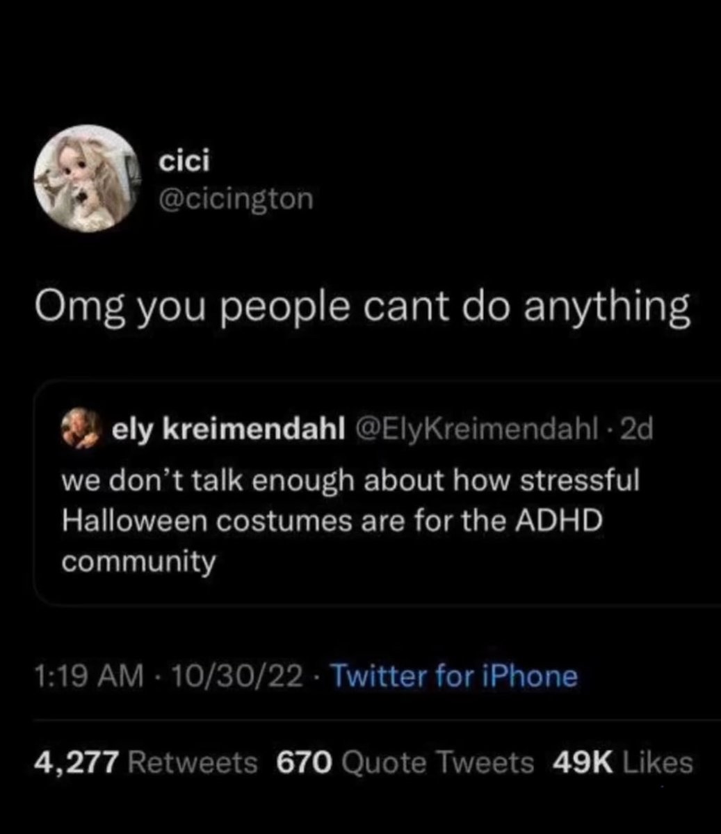 4drian567's tweet image. People use this meme against fair points about disability which sucks but every time I see it out of context I laugh. I have ADHD and it is kinda funny how it kinda is the "Can't do anything for reasons disorder" 😭😭 bruh it actually feels like big dummy head disorder sometimes