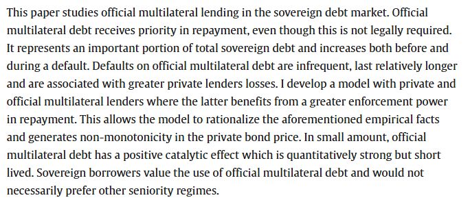 New at JIE: "Seniority and Sovereign Default: The Role of Official Multilateral Lenders", by Adrien Wicht (<a href="/AdrienWicht/">Adrien Wicht</a>)

doi.org/10.1016/j.jint…