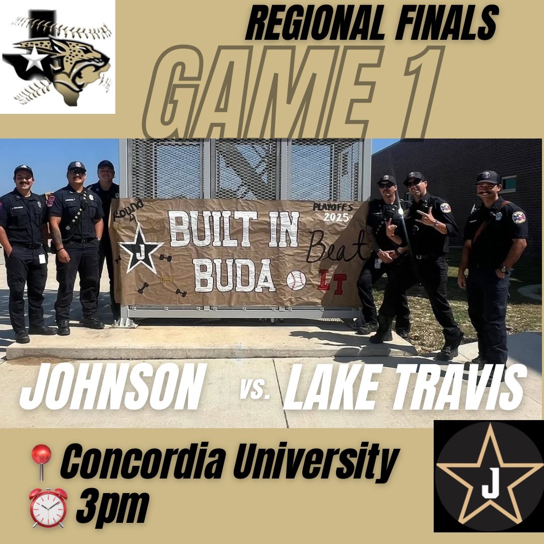 JagsClub's tweet image. School maybe done but the Buda Boys are not💥
They head to Concordia University for Game 1 of the Regional Finals against LT.
Thank you Buda Fire & Police for the escort & support 🐆⚾️🔥
#BuiltinBuda