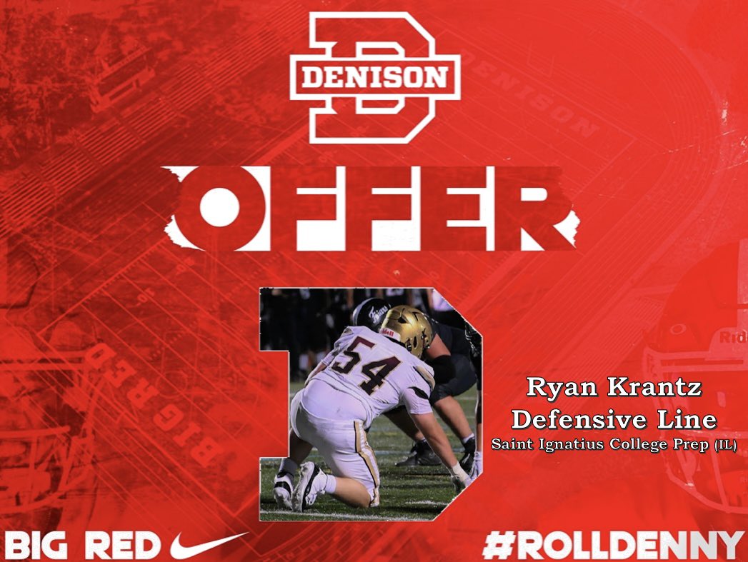 krantz____'s tweet image. After a great talk with @coachhatem I’m beyond grateful to announce my first college offer to Denison University! @DUFootball 

@IgnatiusFB @CoachMmiller15 @coachjo51 @PrepRedzoneIL @CoachBigPete @N_W_Sports @SunilSportsNews