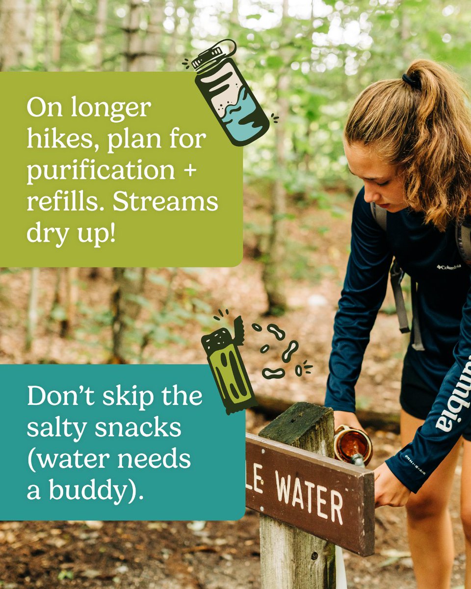Before you hit the trail this summer, let’s talk hydration! 💧
Plan ahead, hike prepared, and pass it on—share this post with your trail fam!