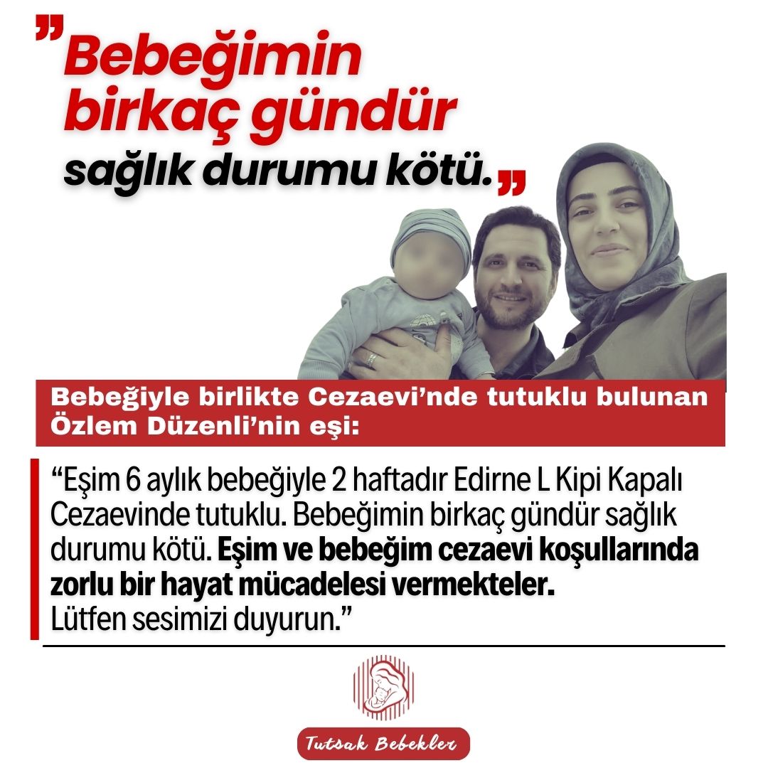 6AylıkEfe VeAnnesineTahliye
Bu ülke çocuklara bayram armağan etti ama hapishanelere bebek tıkmaya da devam ediyor.
Adalet, çifte standartla değil, vicdanla yürür!
@barisaltaytr @HDoctortr @avmehmetekici <a href="/aysedogan07/">Ayşe Doğan</a>