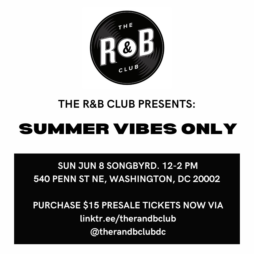 therandbclubdc's tweet image. The days run longer in the summer. This one might, too.
June 8
12-2pm
@SongbyrdDC
🚨Get your tickets now!🚨 dice.fm/event/pykpqk-t…