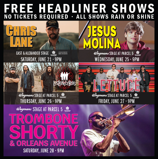 Rochester International Jazz Festival (@rocjazzfest) on Twitter photo Get ready for FREE headliner shows you can't miss: <a href="/Tromboneshorty/">Trombone Shorty</a> & Orleans Avenue, Jesús Molina, <a href="/lettucefunk/">Lettuce</a> <a href="/loslonelyboys/">Los Lonely Boys</a>, and <a href="/iamchrislane/">Chris Lane</a> Lane! It's five epic nights of soul, funk, jazz, country & more – all FREE. No tickets required! See the schedule at Get ready for FREE headliner shows you can't miss: <a href="/Tromboneshorty/">Trombone Shorty</a> & Orleans Avenue, Jesús Molina, <a href="/lettucefunk/">Lettuce</a> <a href="/loslonelyboys/">Los Lonely Boys</a>, and <a href="/iamchrislane/">Chris Lane</a> Lane! It's five epic nights of soul, funk, jazz, country & more – all FREE. No tickets required! See the schedule at