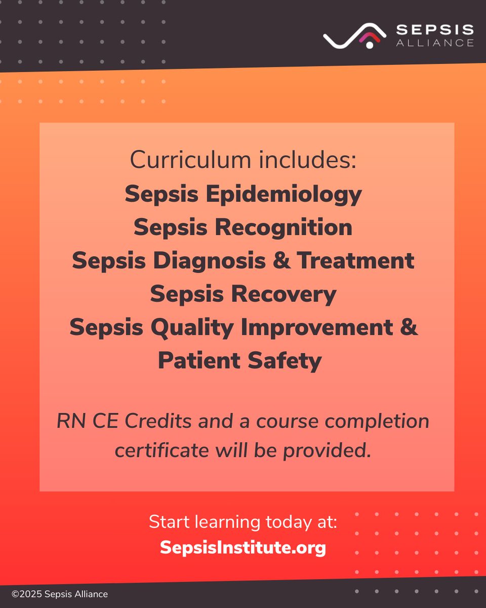 Sepsis is the #1 killer in U.S. hospitals – are you prepared to recognize it in TIME ⏰

Sepsis Alliance Presents: Sepsis Fundamentals is a NEW multi-part training curriculum designed to give nurses, sepsis coordinators, and other healthcare professionals the knowledge and