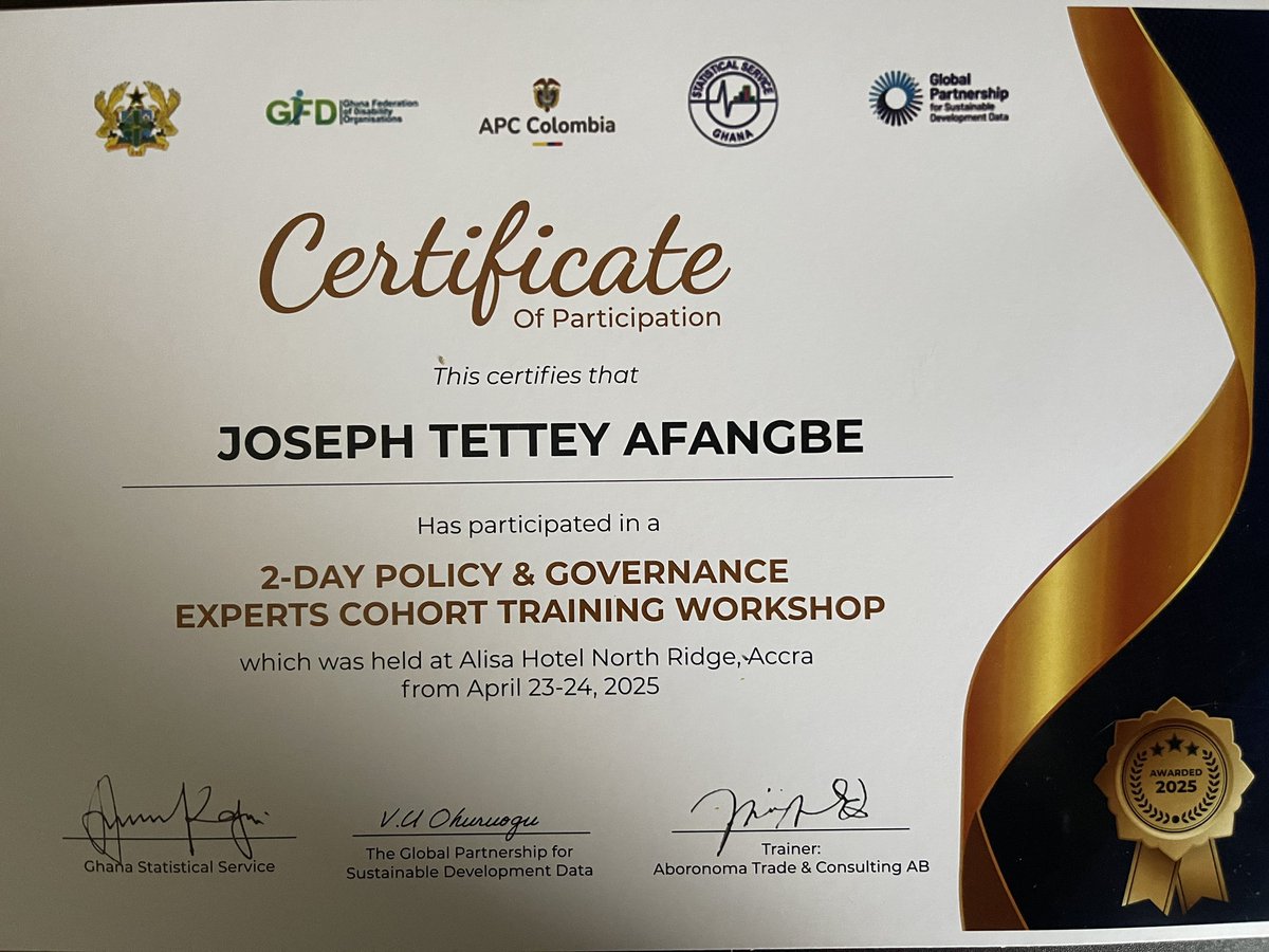 Joseph Afangbe (@josephafangbe) on Twitter photo Honored to join the 2-day Policy & Governance Experts Cohort in Accra, focused on citizens' data for policy. Shared CSO insights on data use for SDGs & key challenges in collection. Thanks to <a href="/Data4SDGs/">Global Partnership</a>, <a href="/GhanaStats/">ghanastats</a>, & Aboronoma Consulting. #Data4Development #SDGs #Ghana Honored to join the 2-day Policy & Governance Experts Cohort in Accra, focused on citizens' data for policy. Shared CSO insights on data use for SDGs & key challenges in collection. Thanks to <a href="/Data4SDGs/">Global Partnership</a>, <a href="/GhanaStats/">ghanastats</a>, & Aboronoma Consulting. #Data4Development #SDGs #Ghana